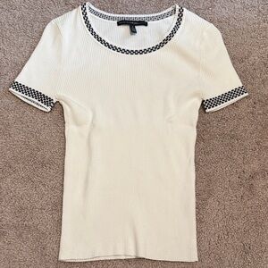 White House Black Market Cream Top with Black Accents